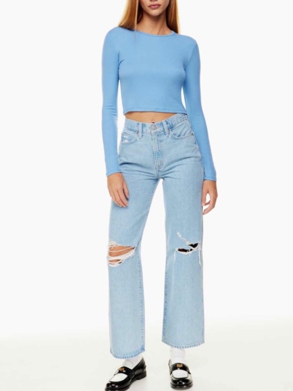 Aritzia Sunday Best Jupiter high-waisted straight-leg distressed